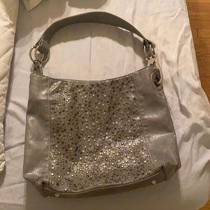 Gray with rhinestone shoulder bag